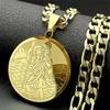 Heiliger Christophorus Christkind Runde Medaille Halskette für Damen Herren Edelstahl Goldfarbe Christlich Hip Hop Kette Schmuck