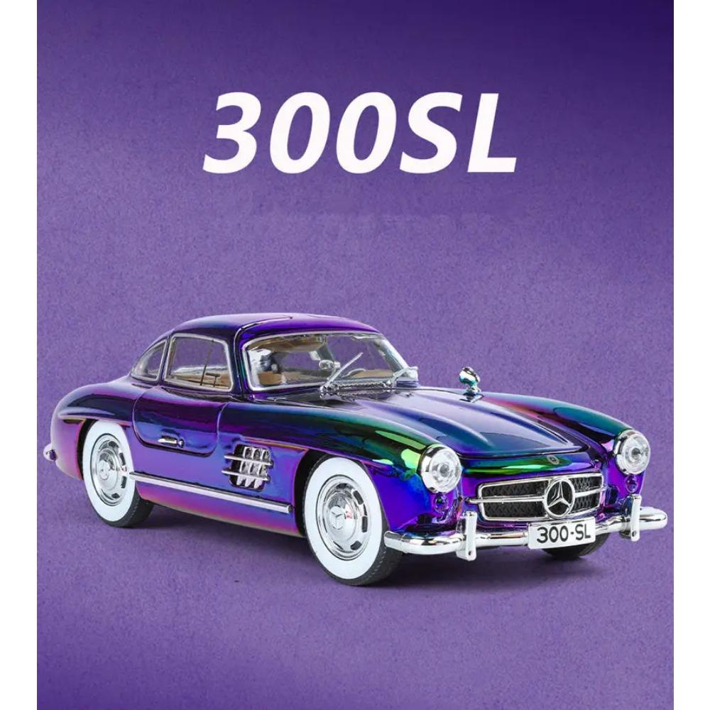 1/24 Benzs 300SL Alloy Car Model Diecasts Metal Classic Electroplating Vehicles Car Model Simulation Sound and Light Kids Gifts