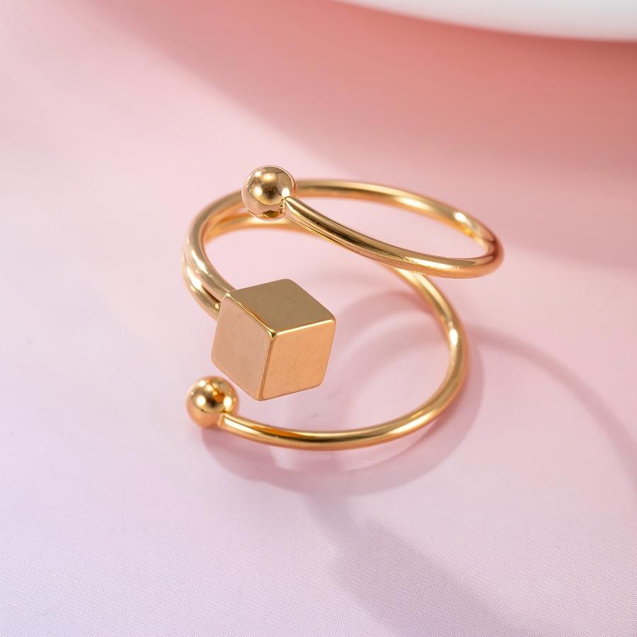 1pc of Square Open Geometric Curved Single Ring, Retro Elegant Style Suitable for Women'S Daily Wear, Parties, Vacations Or Gifts