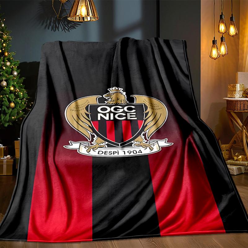 Ogc Nizza Wappen Kunstwerk Decke Leicht Ideal Bettwäsche Decke Perfekt für Reisen, Camping, Wohnzimmer, Büros, Sofas, Fan Weihnachtsgeschenk