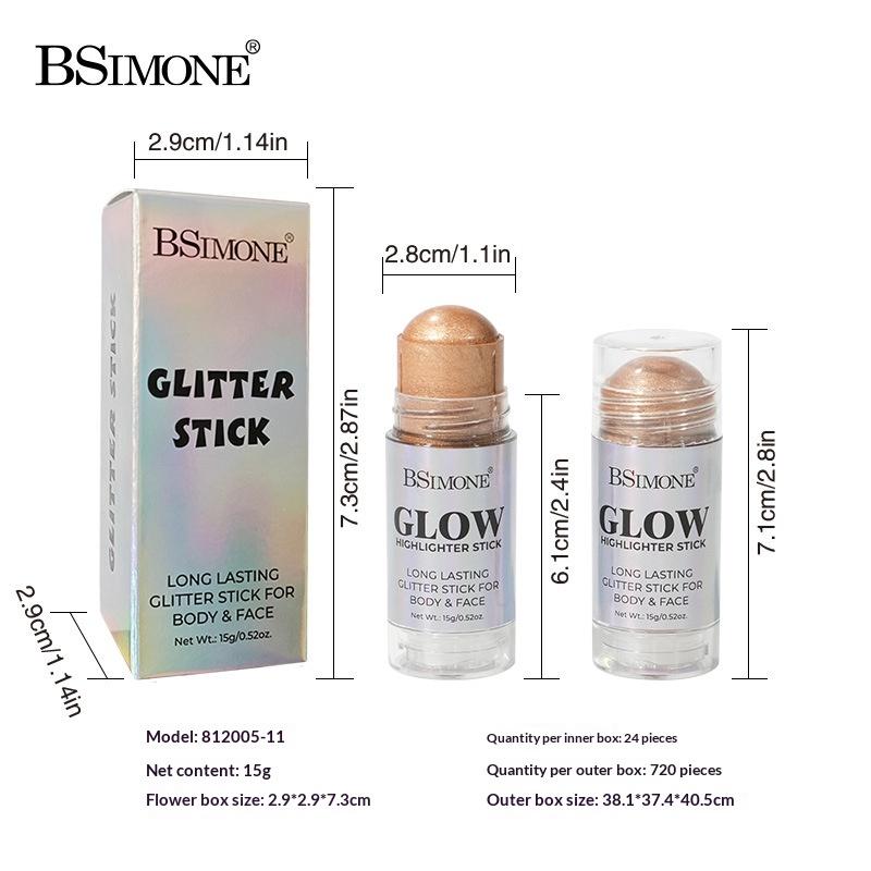 Bsimone 3D Face Brightening Highlighter Bar Cosmetic Face Contour Bronzer Shimmer Highlighter Stick Concealer Cream Makeup Tool