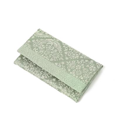 Wafuu Business Card Holder Japanese Accessories Made Japan (green - Furuwatari Damask)