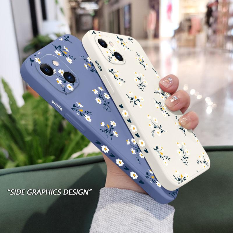 Korean Style Small Floral Phone Case for iPhone 17 16 15 14 13 12 11 Series Pro Max Plus Double Layer Protection