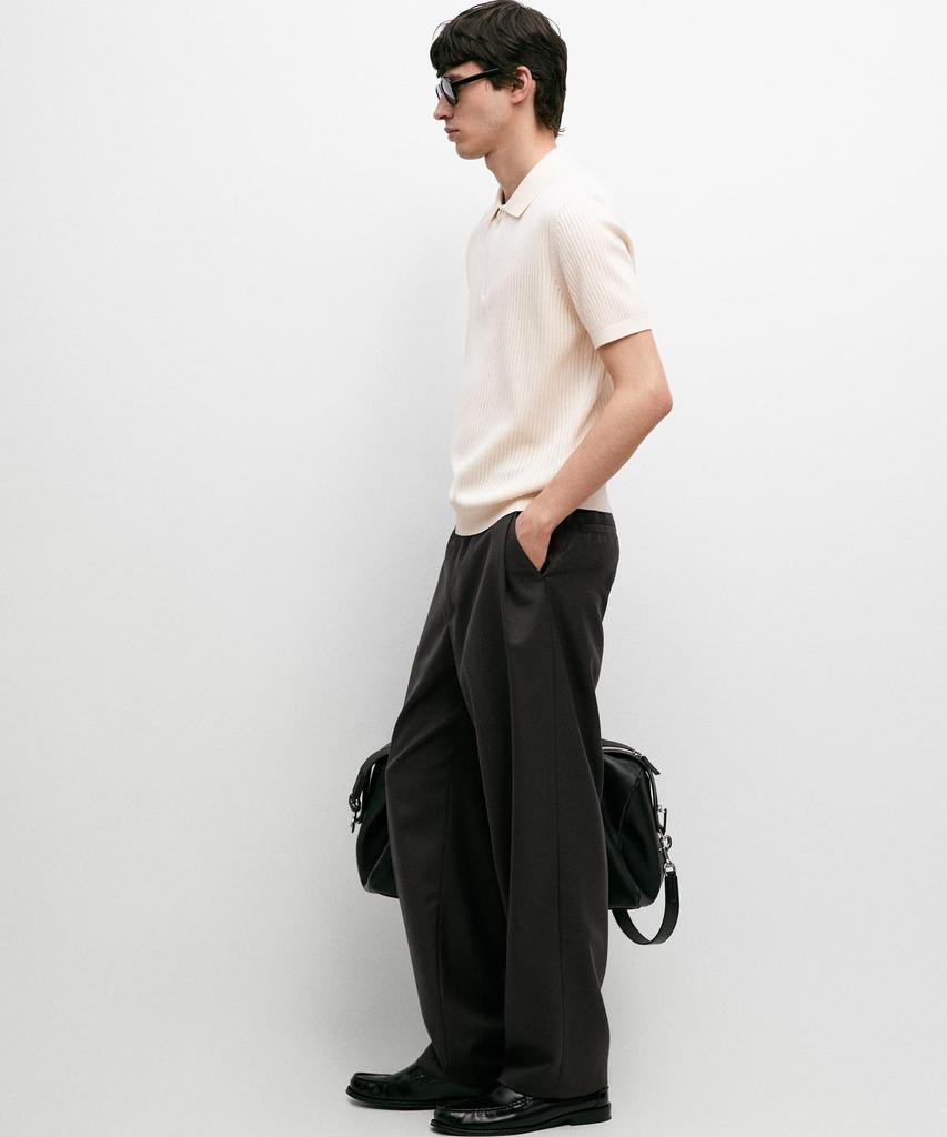Masimodutti Zipper Collar Knit Polo Sweater