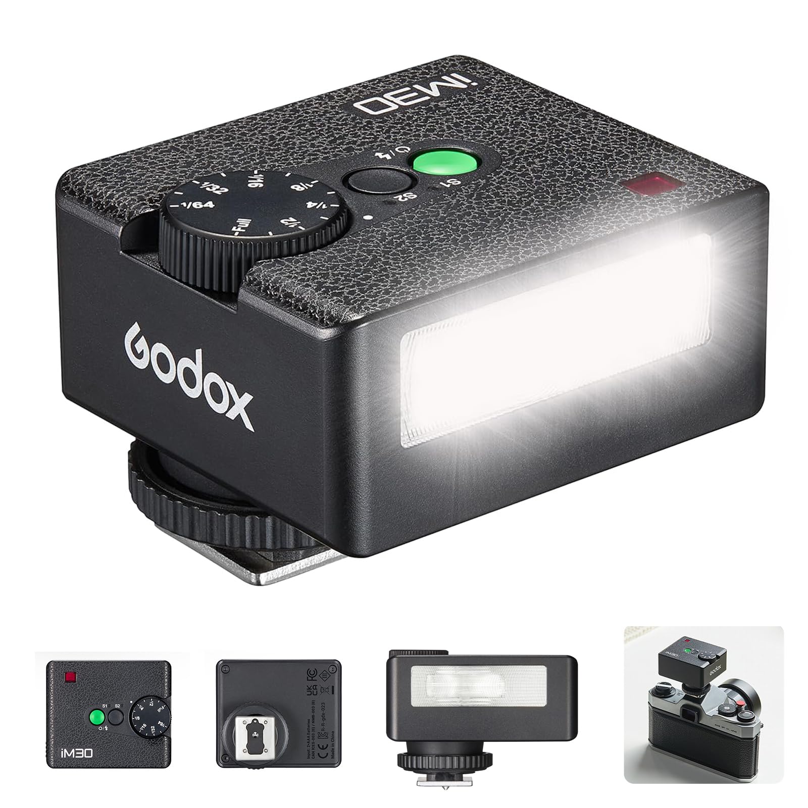 Авторизованная вспышка Godox iM30, мини-вспышка iM30, 7 уровней мощности, оптический триггер, мини-вспышка iM30, совместима с Speedlight для камер Sony, GN15,