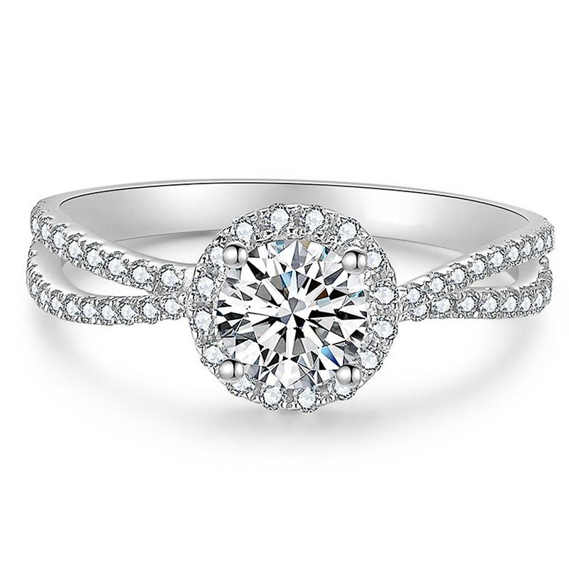 Huitan Elegant Round Cubic Zirconia Silver Color Wedding Rings for Women Eternity Marriage Engagement Accessories Jewelry