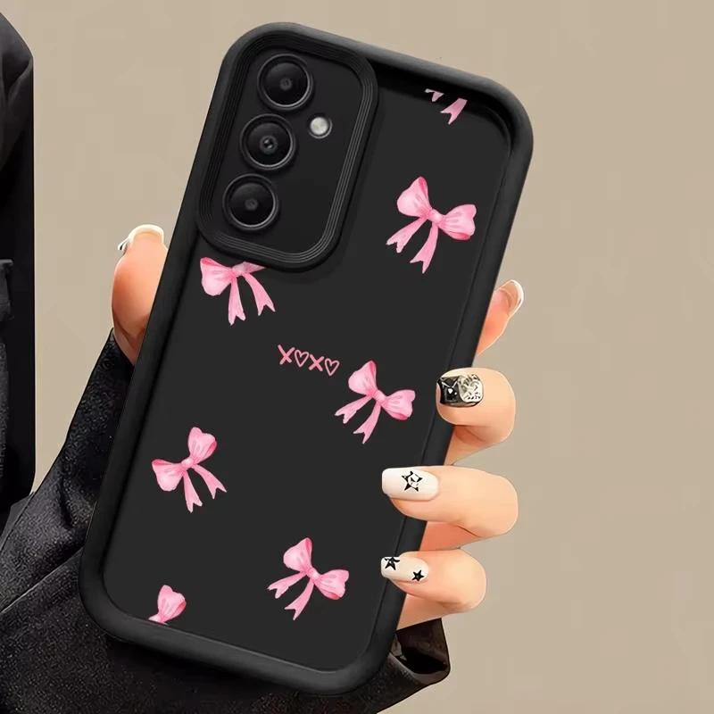 Luxusní červená mašle pro pouzdro Samsung Galaxy S24 S23 S22 S21 Ultra Plus Fe A55 A54 A53 A52 A35 A25 A15 A14 5G Telefon Y2k Kryt