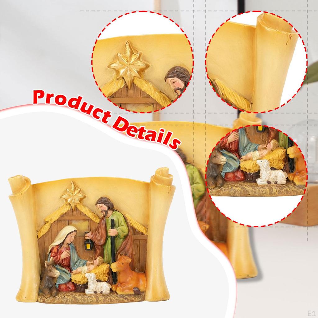 Resin Holy Family Figure Christmas Statue Artwork Crafts Ornament Sculpture for Desk Cabinet