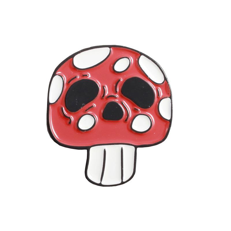 Trendy Skull Face Mushroom Alloy Brooch – Creative and Unique Mushroom Accessories