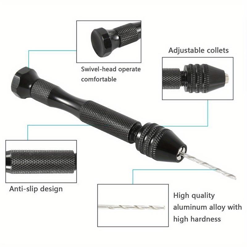 49pcs/set 0.2-3.4mm Hand Drill Set Mini Aluminum Hand Drill Bit Jewelry Craft Manual Drill Woodworking Tools Drill Bit Drilling