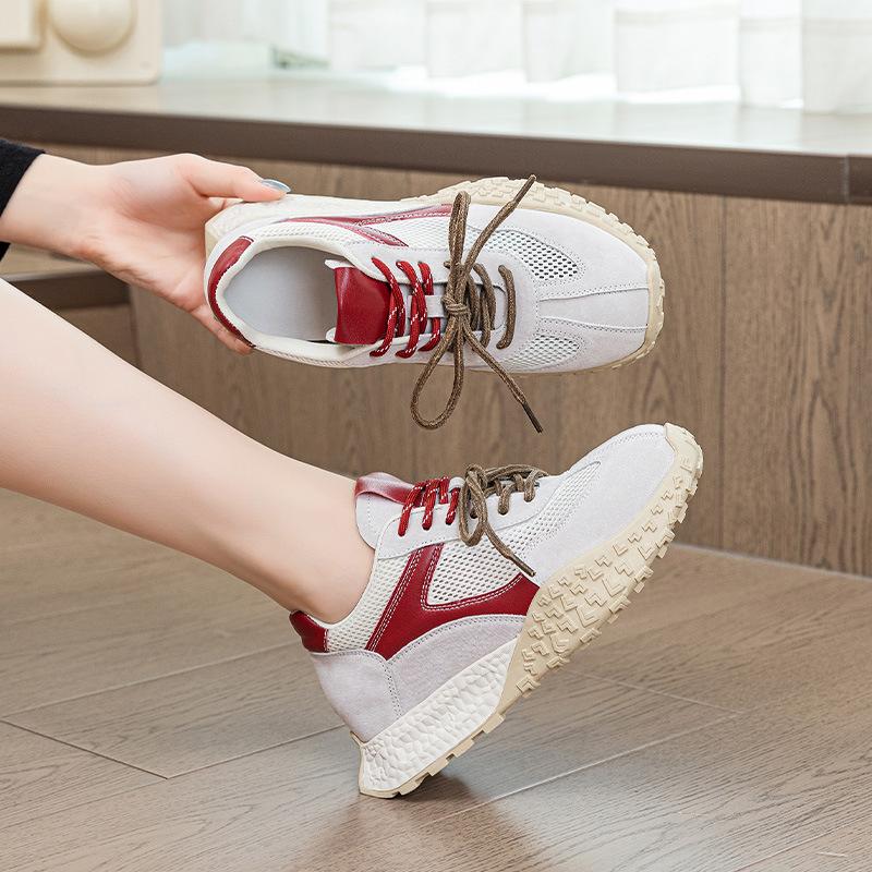 

Mesh red women s shoes summer new inner height increase women s shoes lightweight thick sole 39