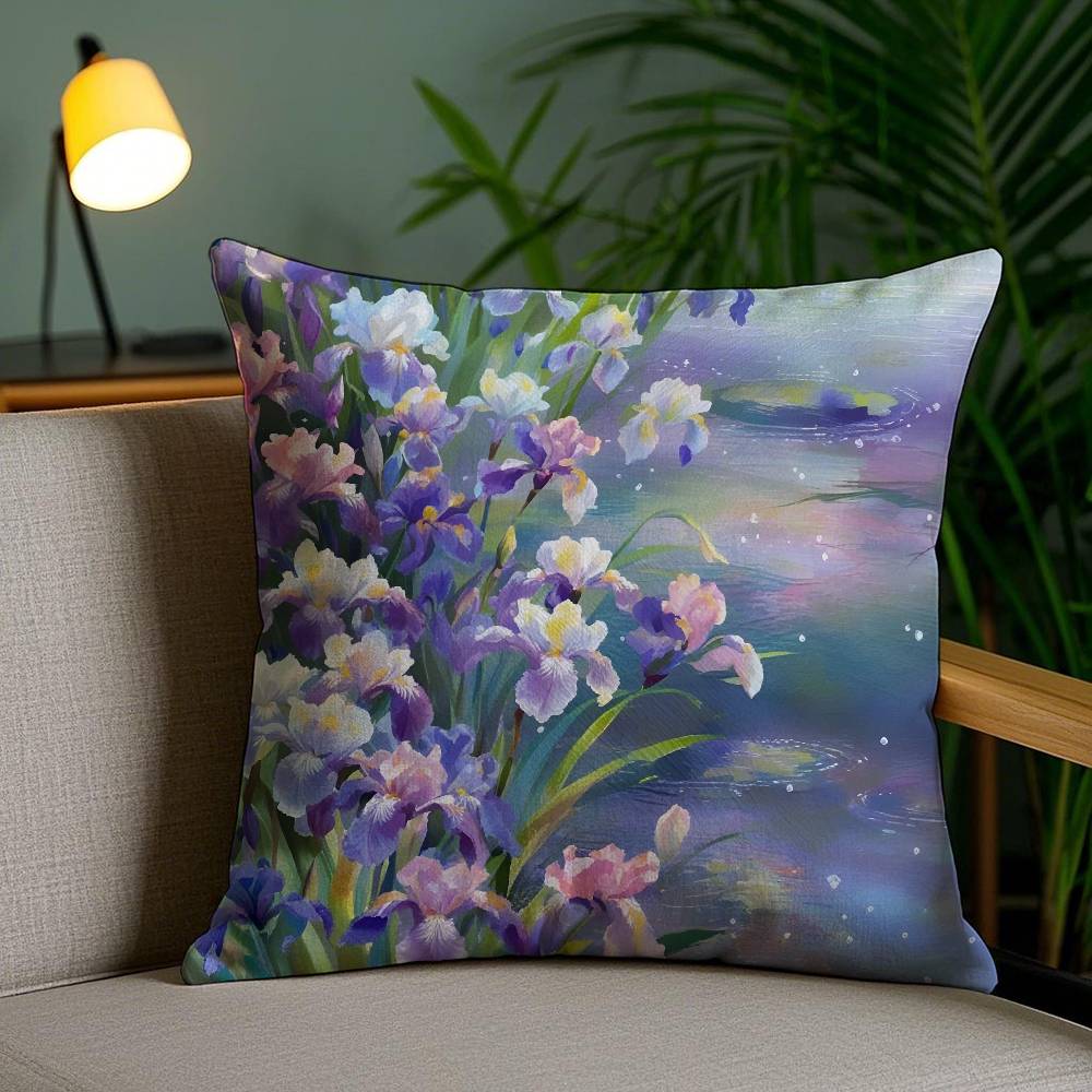 

Натуральные Красивые Цветы Ирис Наволочка Противопылевая Наволочка Невидимая молния шелковистый короткий плюш Чехол для подушки дивана 12x12Inch