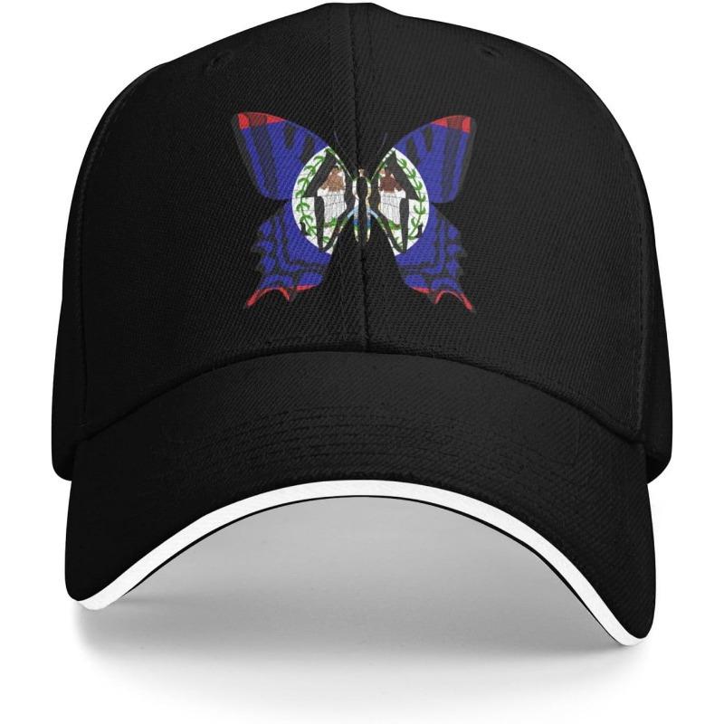 Belize Flag Butterfly Baseball Cap Polyester Breathable Adjustable Snapback Casual Unisex Hat