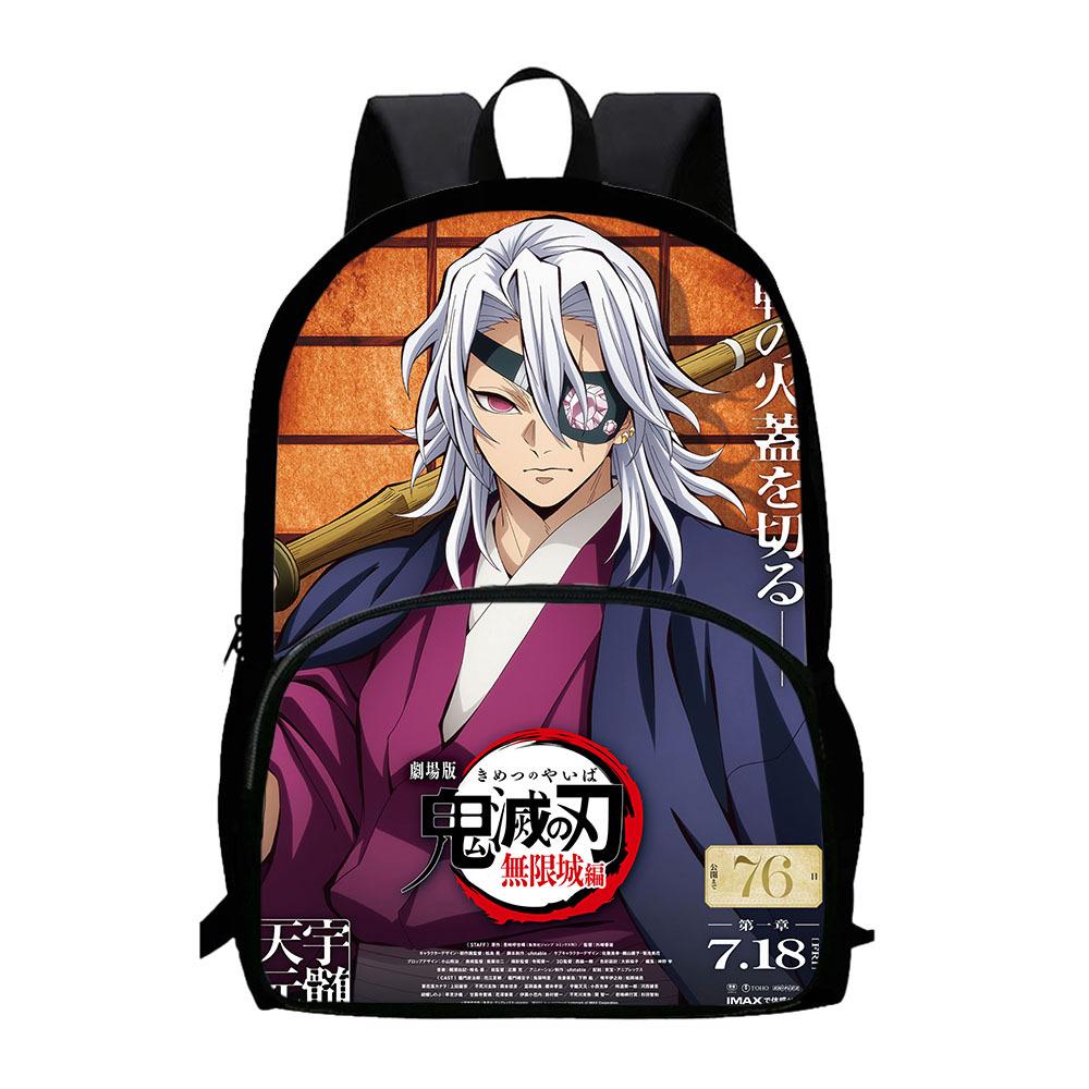 Japonské kreslené komiksy Demon Slayer: Kimetsu no Yaiba - Oblouk Nekonečného hradu Dětský batoh Velkokapacitní batoh s kapsou na zip 0015