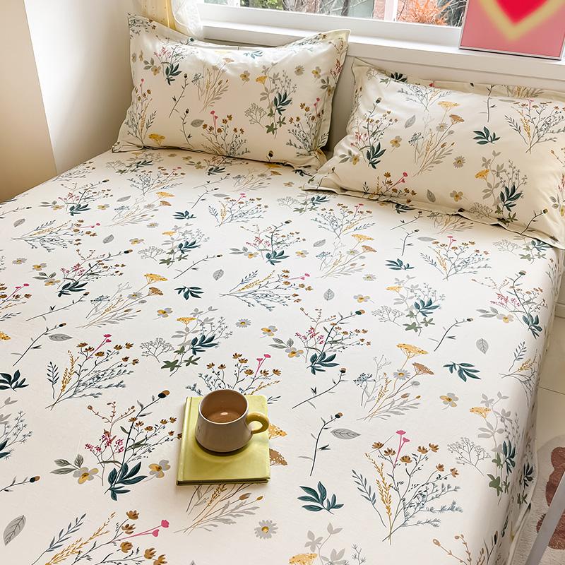 1pcs  Cotton Bed Sheet Flower Series Printed Double Top King Sheets for Girls Boys Kids Single Queen King Size Bed Linen