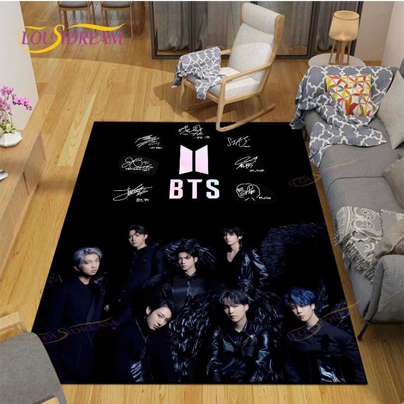 Tappeto Kpop Bangtan Boys Tappeto BTS Tappetini per Tavolino Soggiorno Tappeto Camera da Letto Tappetini per Pavimento Lavabili Tappetino per Area Domestica Regalo