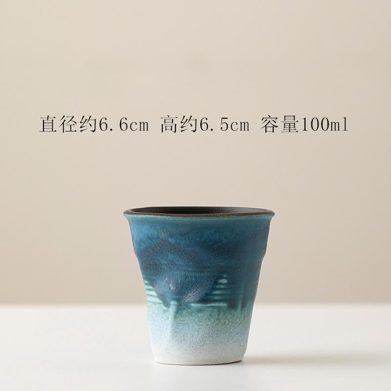 

Керамическая кружка в виде бумажного стаканчика, ретро ручная работа, чашка-оригами, грубая керамика, для послеполуденного чая, неправильной формы, для кофе 200ml