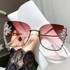 Korean Style Rhinestone Sunglasses for Women - Trendy, Slimming, UV Protection