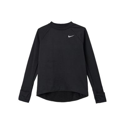 Solid Color Fleece Crew Neck Logo Thumb Hole Long Sleeve T-Shirt Women Tops Black DD6780-010