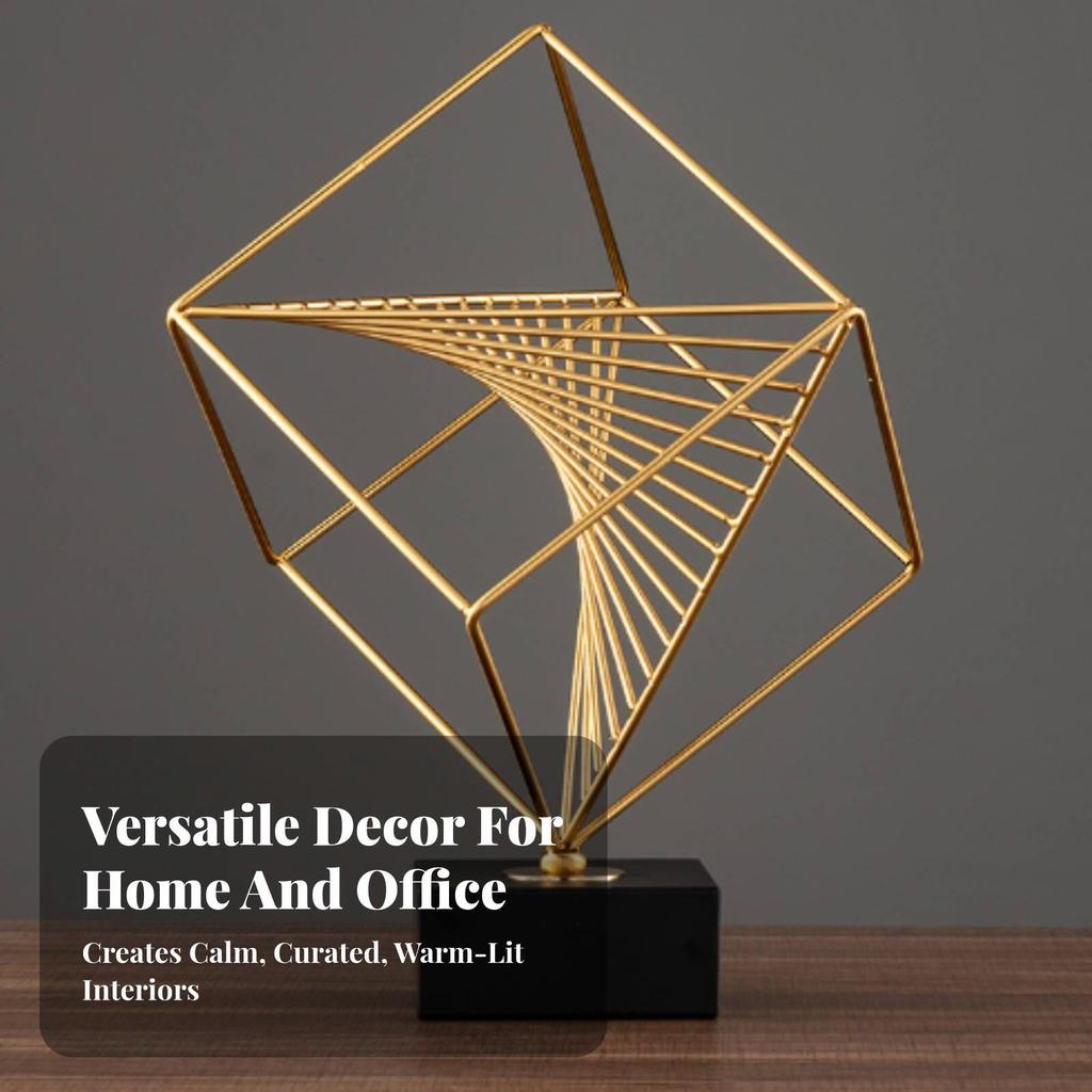Wireframe Cube Ornament Decorative Shelf Decor Industrial for Office, Study