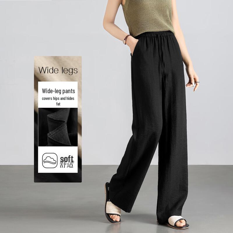 HSTYLE Linen Blend Wide-Leg Casual Pants for Women