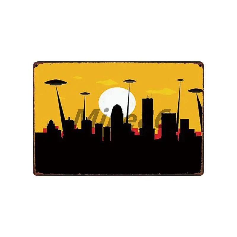 [ Mike86 ] Wanring AREA 51 I WANT TO BELIEVE UFO Aliens Metal Sign Wall Plaque Poster Custom Painting Room Decor Art LT-1695