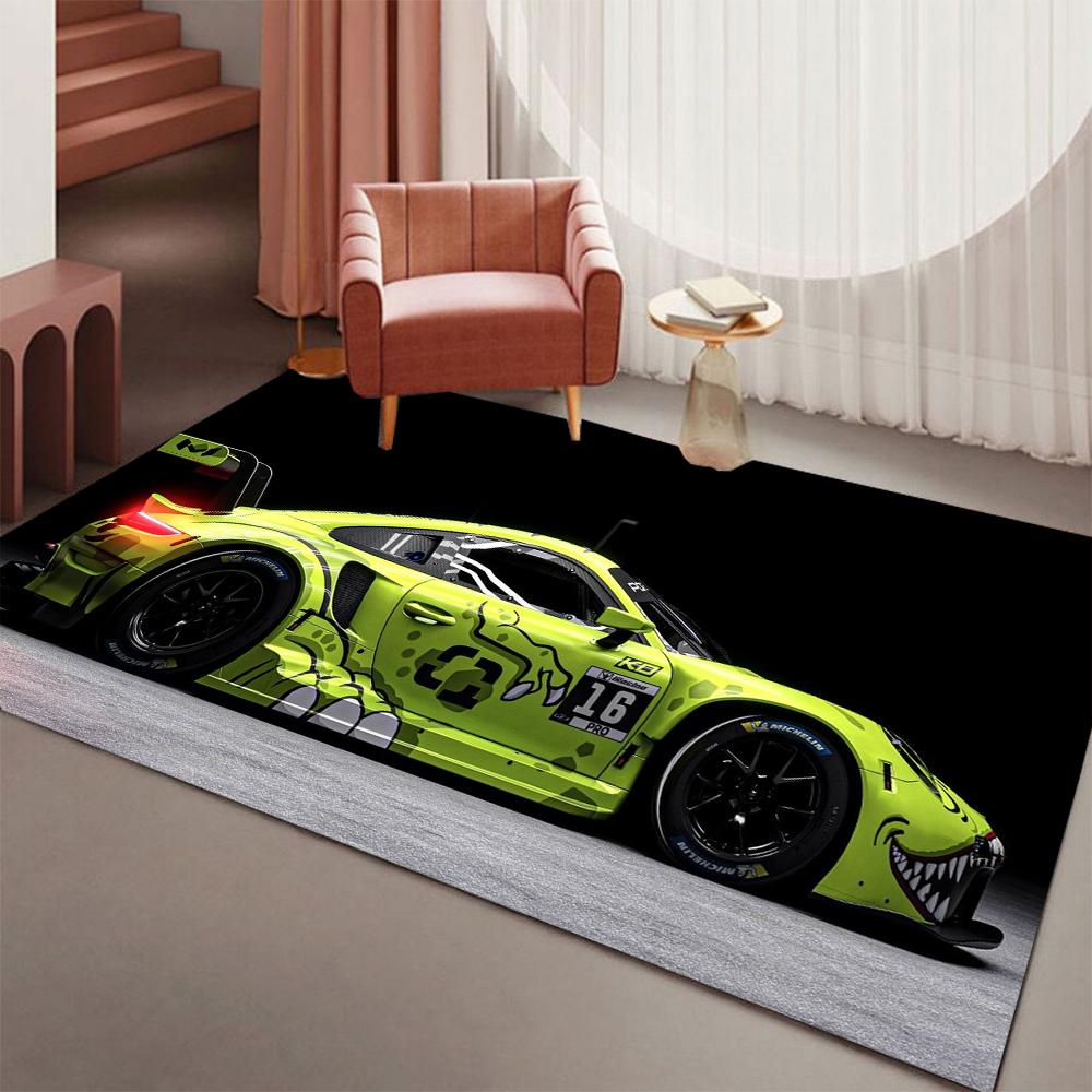 Racing Car Rug Large Size 3D Print Non-Slip Floor Mat Soft Comfortable Carpet for Living Room Kids Boys Bedroom Home Decoration