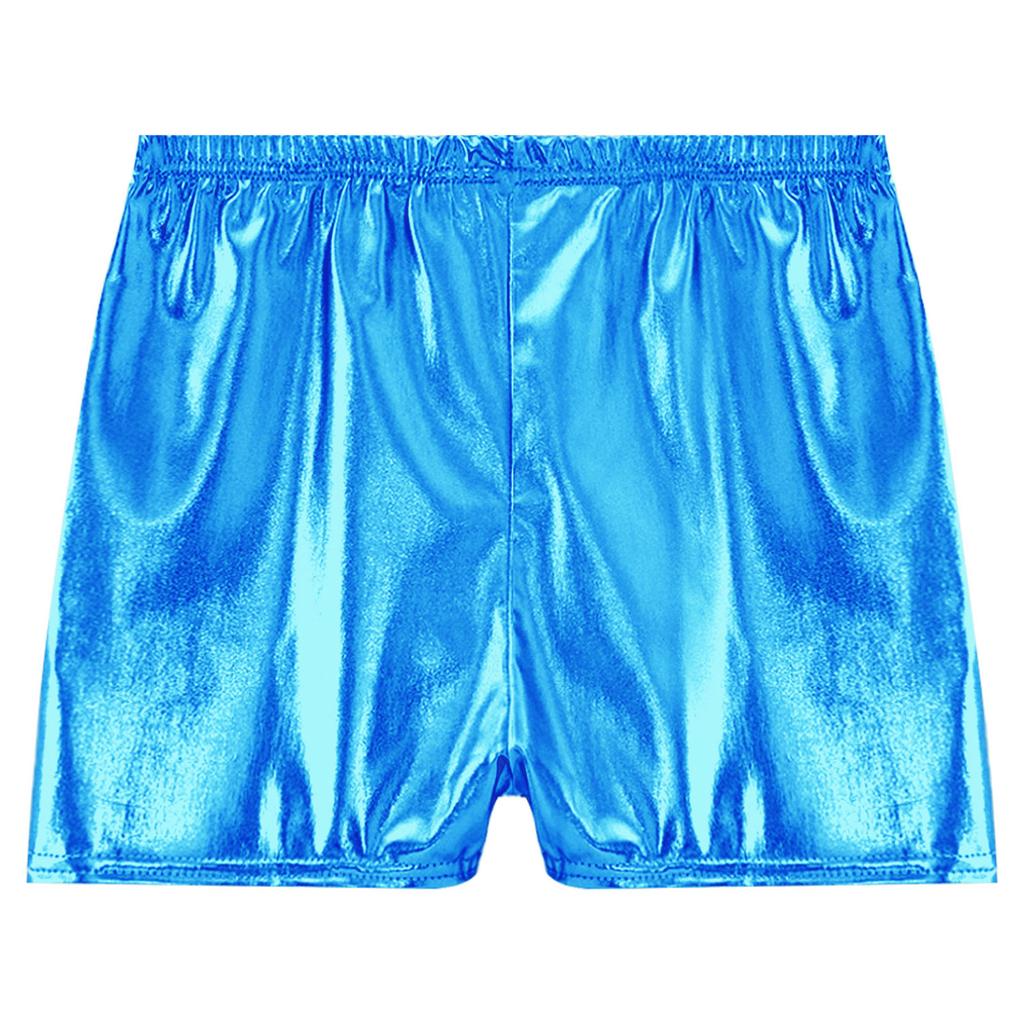 Damen Mädchen Tanzshorts Club Wear Metallic Shorts Rave Booty Shorts Glänzende Unterteile für Tanzfestivals Kostüme