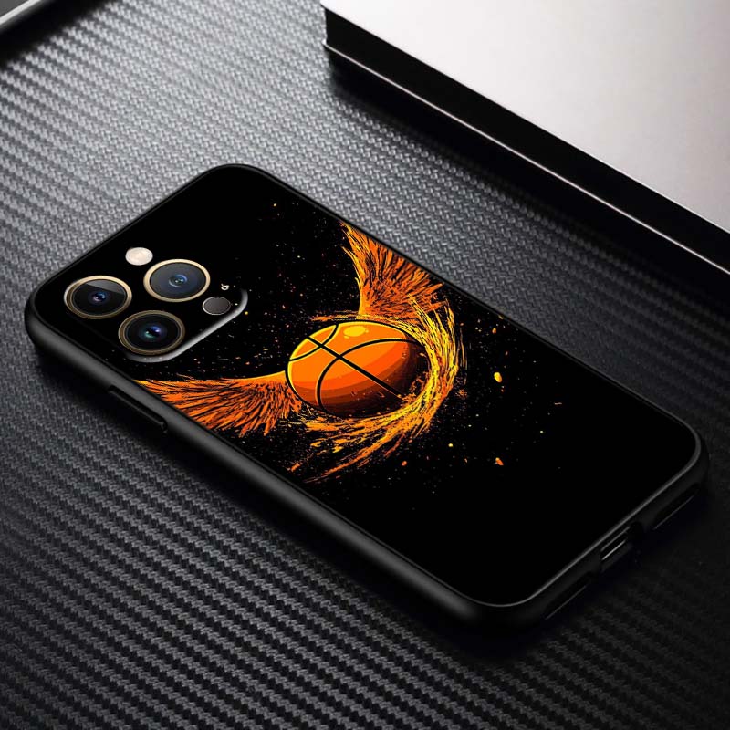 Sport Basketball Cool Für Apple iPhone 17 16 16E 15 14 13 12 11 Pro Max Plus Schwarz Weiches Silikon Handyhülle
