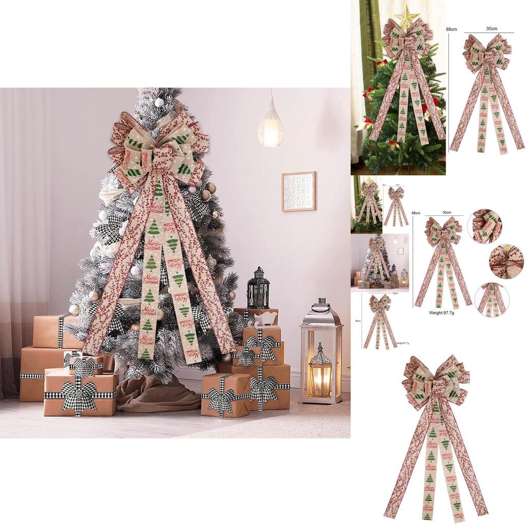 Charming New Fabric Bow For Christmas Tree Decoration In Berry Holiday Style