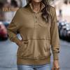 Fall Spring Women Sweatshirt Half-open Stand Collar Solid Color Loose Pullover with Big Pocket Elastic Cuffs OL Commuting Daily Top