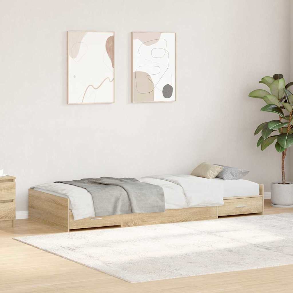 Bed Frame with Headboard Sonoma Oak 75 x 190 cm Wood Based Material