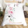 Vintage Flower King Full Queen Duvet Cover Retro Pink Floral Comforter Cover Rose Green Leaves Bedding Set Polyester Quilt Cover