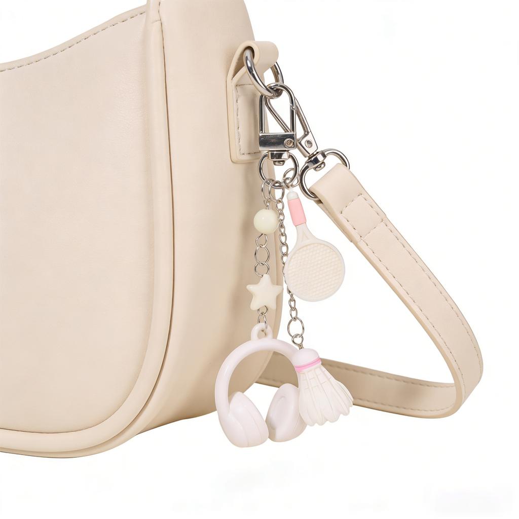 Practical Keychain Accessory Music Themes Unique Headphones Badminton Styles Hanging Ornament for Birthdays Sports Event