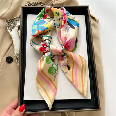 Luxus Design Quadratischer Seidenschal Damen 70*70Cm Bandana Weiches Haarband Wickeltuch Hijab Halstuch Stirnband Kopfband Foulard