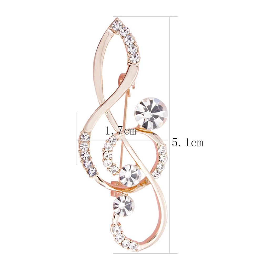 Elegant Women Ladies Exquisite Melody Brooch Pin with Rhinestone Clothing Accessory(Silver)