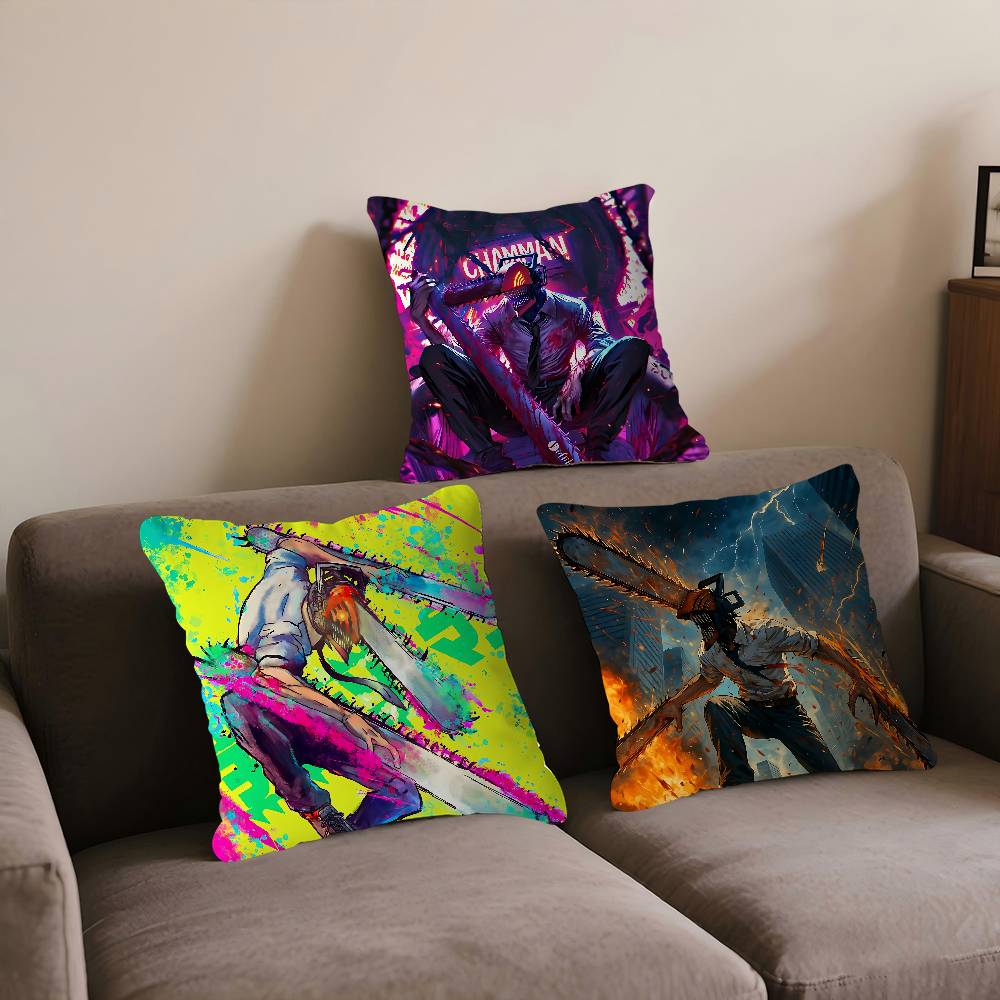 C-Chainsaw Man Dekorativ Rum Estetik Kuddfodral Heminredning Sovrum Soffa Säng Soffa Kuddfodral 45x45