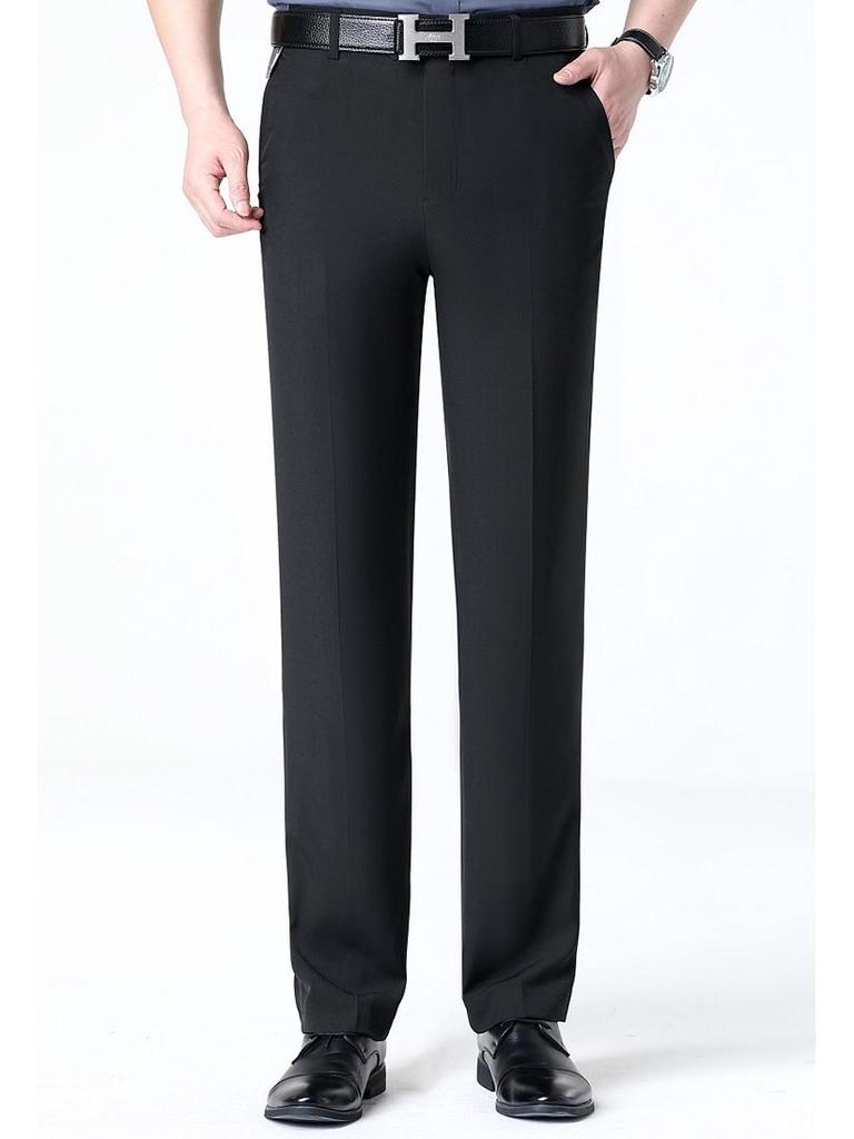 New Men's Iron-Free Pleated Dress Pants - Straight Leg, Professional Trousers for Middle-Aged Businessmen