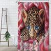 4Pcs An Exotic Leopard Shower Curtain Set with Non-Slip Bath Mat, Toilet Lid Cover, Contour Rug & 12 Hooks, Bathroom Decor