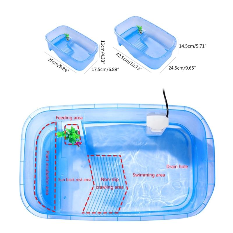 Turtle Tank Turtle Feeding Box with Basking Platform Multicolors Habitat Breeding Tool Reptiles Multifunctional Area