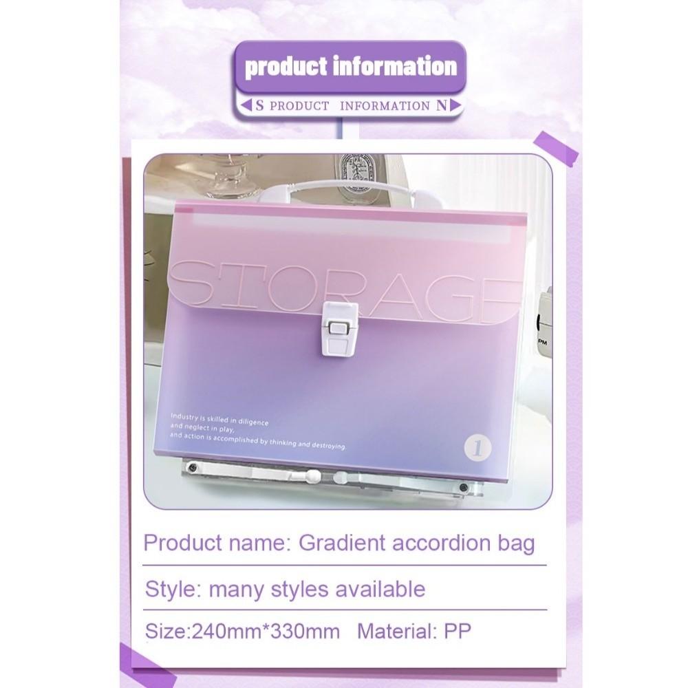 Gradient Color 13 Layer Folder Large Capacity Student Test Paper Storage Bag Office