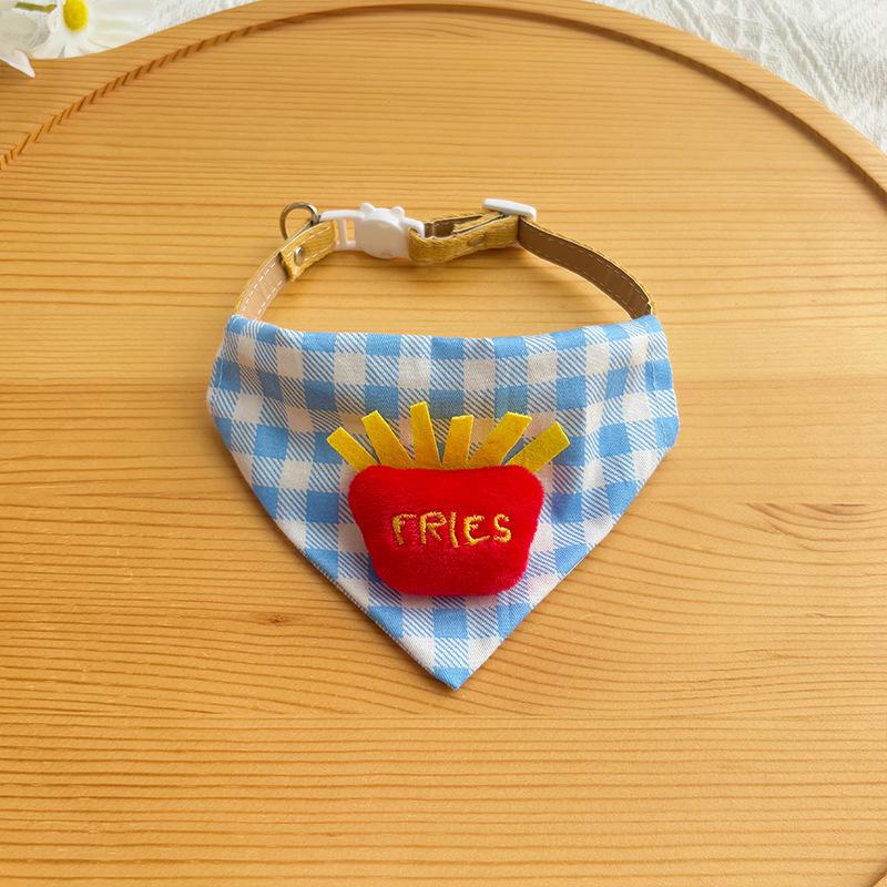 Dog Saliva Towel Collar Pet Triangle Towel Cat Cartoon Bib Circumference Collar Plaid Cute Dress Up