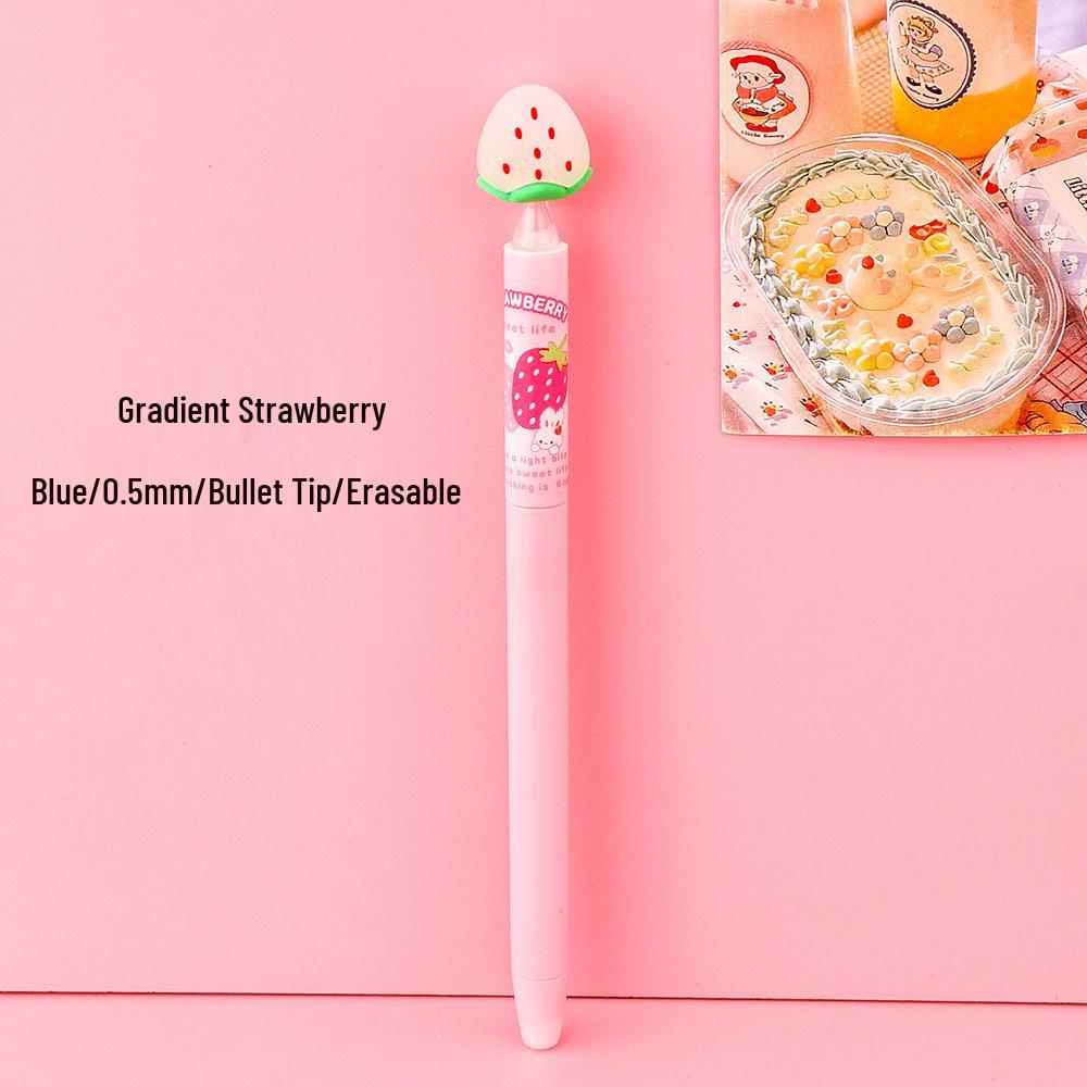 Strawberry Color-Changing Erasable Pen - Cute Heart Twist Ballpoint for Students