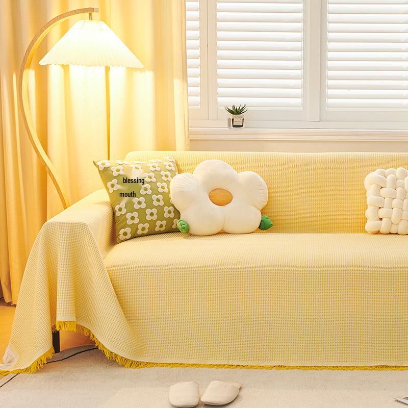 Nordic Style Dustproof Sofa Blanket - Single to Three-Seater, Four Seasons, Full Cover Cushion Towel