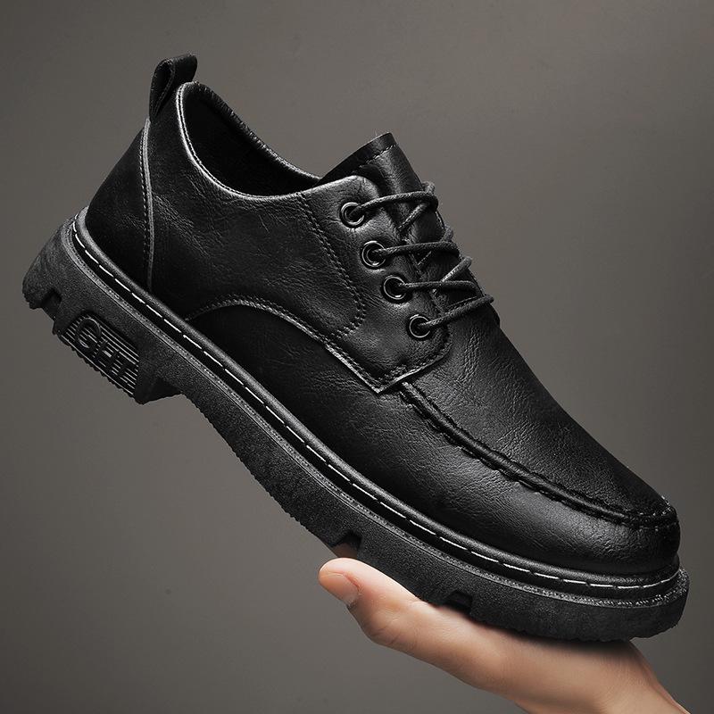 Men's 2023 Autumn Black Casual Retro Leather Shoes – Trendy Non-slip British Style