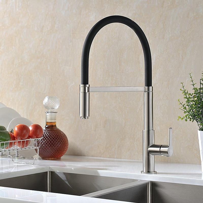

Смеситель для кухни, выдвижной смеситель для мойки, крепление на палубе, никелированный, горячий, холодный, коммерческий, полированный хром для бара