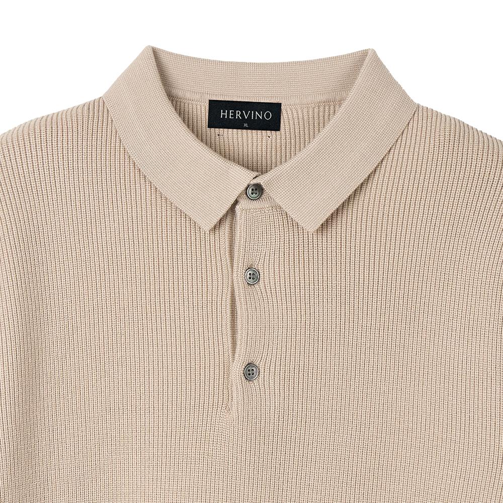 HERVINO Basic Collar Muscle Knit [Beige]