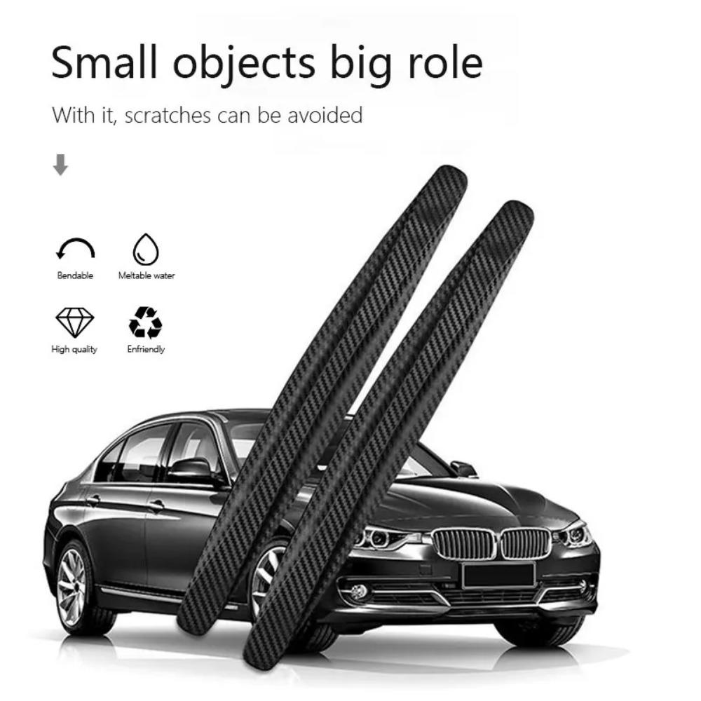 2Pcs Car Bumper Protector Strip Anti Scratch Car Edge Stick PVC Protective Strip Carbon Silicone Fiber Waterproof Trim Moulding