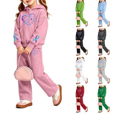 Girls' Print Hoodie and Sweatpants Set, 2-Piece Outfit for Casual Wear