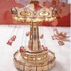 Tsukurundesu Anshin 3D Wooden Puzzle Amusement Park Series (Swing Ride) Swing, Spinning Attraction, Miniature, Lights Up, Spins, Includes Japanese